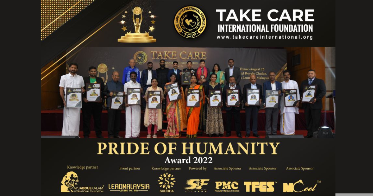 Pride of Humanity Award - 2022 Winners have been announced by the Take Care International Foundation